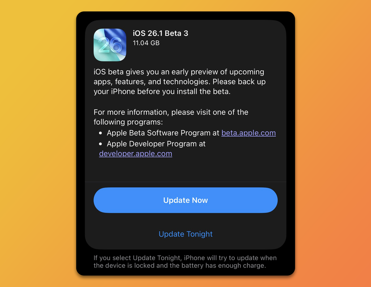 苹果发布 iOS 26.1 Beta 3 更新啦！